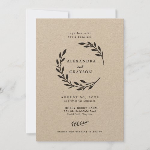 Rustic Wildflower Wreath Wedding  Invitation