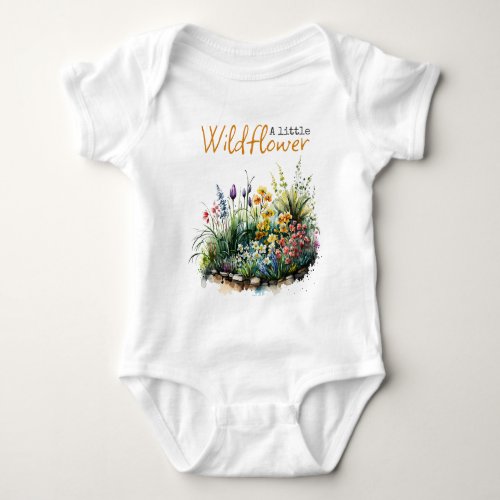 Rustic Wildflower Yellow Boho Floral Baby Shower Baby Bodysuit