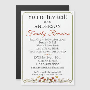 Rustic Wildflower You Are Invited Family Reunion Magnetic Invitation
