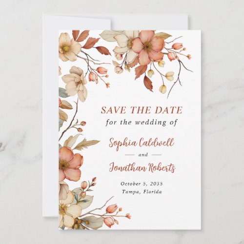 Rustic Wildflowers Autumn Wedding Save The Date