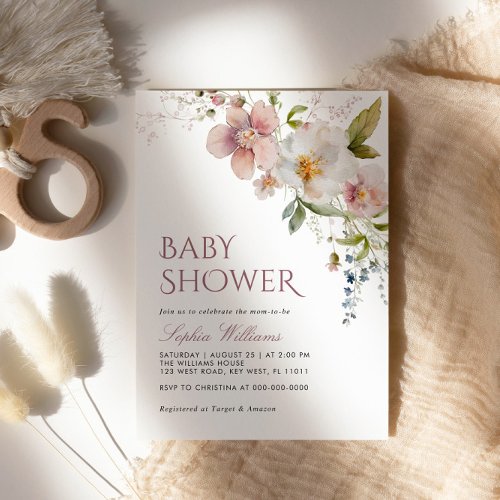 Rustic Wildflowers Baby Shower Invitation