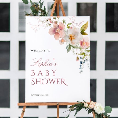 Rustic Wildflowers Baby Shower Welcome Sign