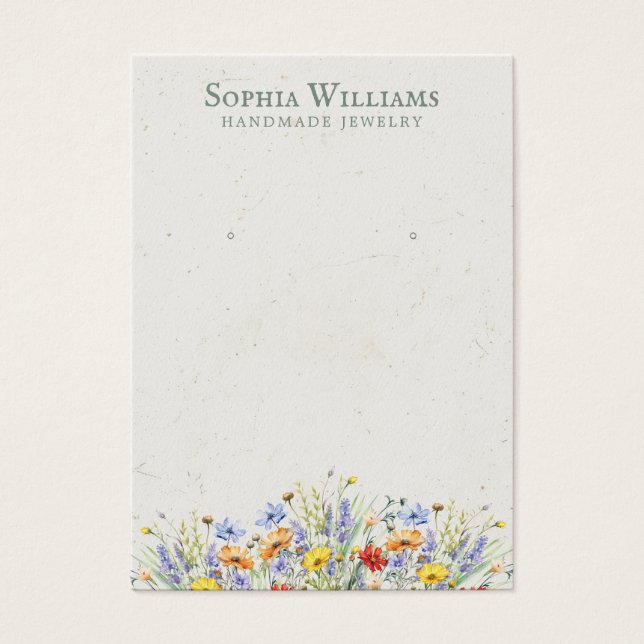 Rustic Wildflowers Boarder Earring Display Card (Front)