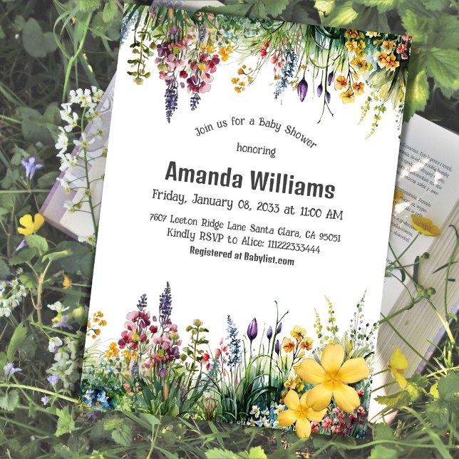Rustic Wildflowers Boho Chic Floral Baby Shower Invitation (Creator Uploaded)