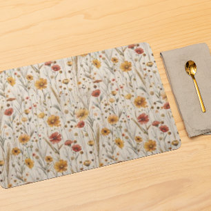 Rustic Wildflowers - Boho Fall Floral Pattern Cloth Placemat