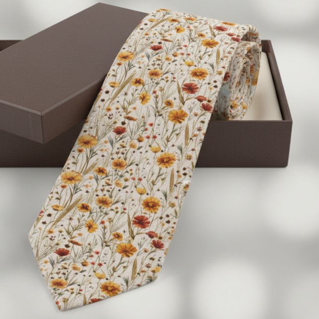 Rustic Wildflowers - Boho Fall Floral Pattern Neck Tie (Creator Uploaded)