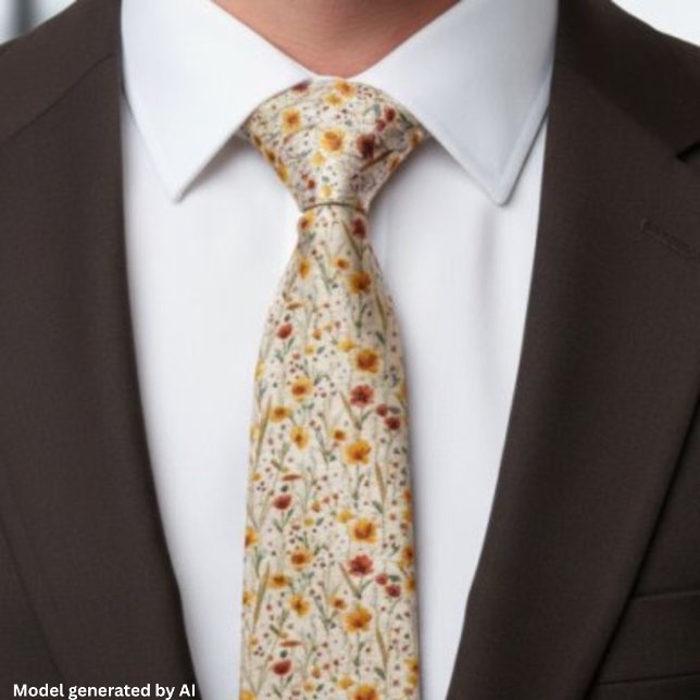 Rustic Wildflowers - Boho Fall Floral Pattern Neck Tie (Creator Uploaded)