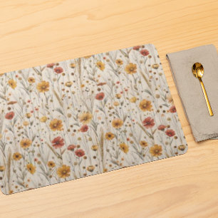 Rustic Wildflowers - Boho Fall Floral Pattern Placemat
