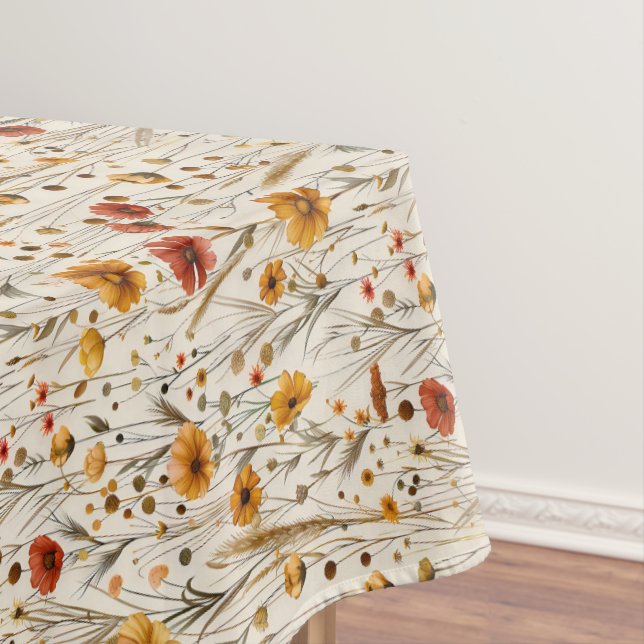 Rustic Wildflowers - Boho Fall Floral Pattern Tablecloth (In Situ)