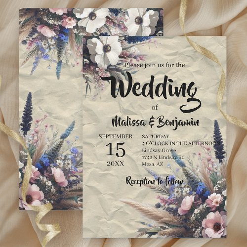 Rustic Wildflowers Bouquet on Parchment Wedding