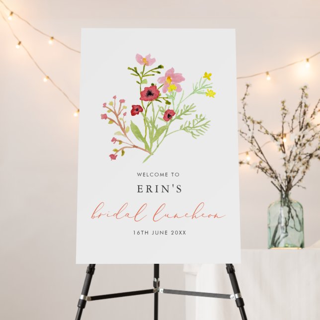 Rustic Wildflowers Bridal Luncheon Welcome Foam Board (In Situ (Stand))