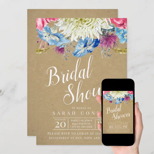 Rustic Wildflowers Bridal Shower Invitation Zazzle