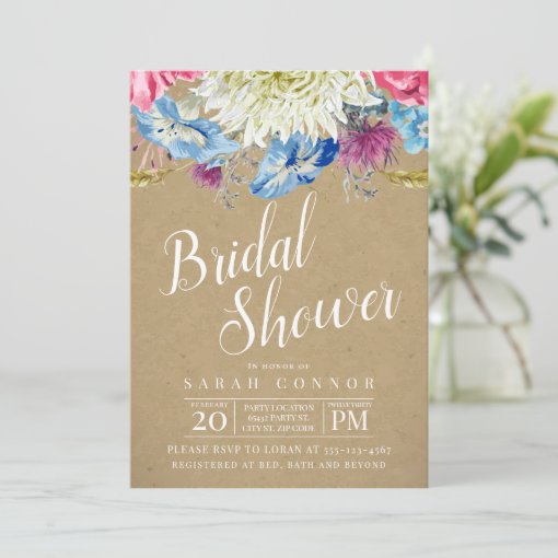 Rustic Wildflowers Bridal Shower Invitation Zazzle