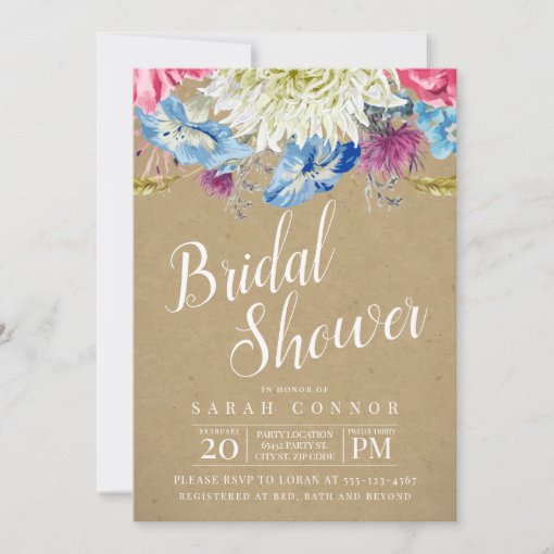 Rustic Wildflowers Bridal Shower Invitation Zazzle