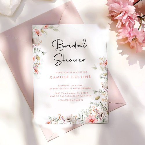 Rustic Wildflowers Bridal Shower Invitation