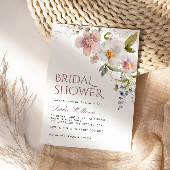 Rustic Wildflowers Bridal Shower Invitation Zazzle