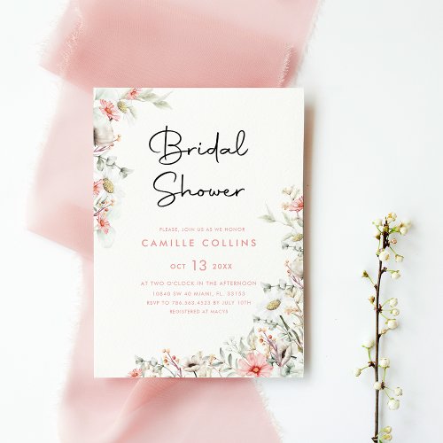 Rustic Wildflowers Bridal Shower Invitation