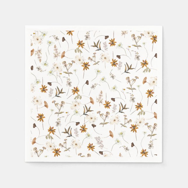 Rustic Wildflowers Bridal Shower Napkins (Front)