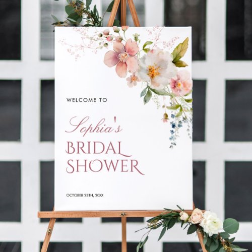 Rustic Wildflowers Bridal Shower Welcome Sign