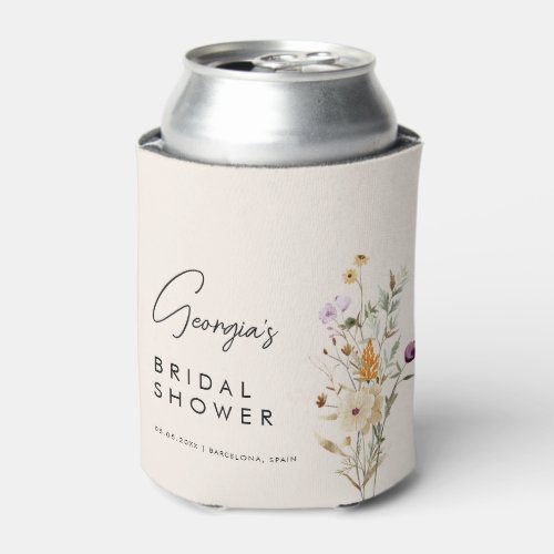 Rustic Wildflowers Cream Bridal Shower Favor Can Cooler