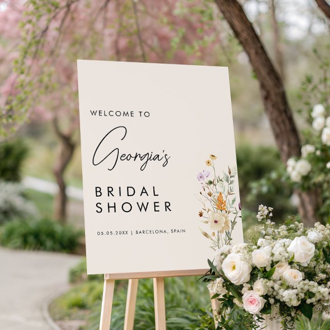 Rustic Wildflowers Cream Bridal Shower Welcome Foam Board (Creator Uploaded)