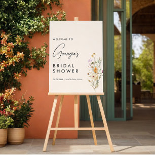 Rustic Wildflowers Cream Bridal Shower Welcome Foam Board