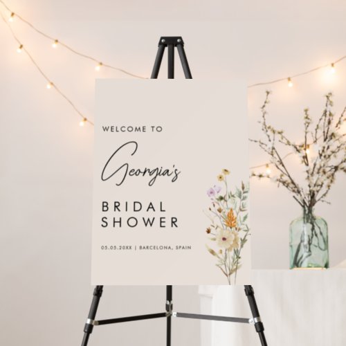 Rustic Wildflowers Cream Bridal Shower Welcome Foam Board