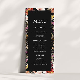 Rustic Wildflowers Dark Blooms Black Wedding Menu