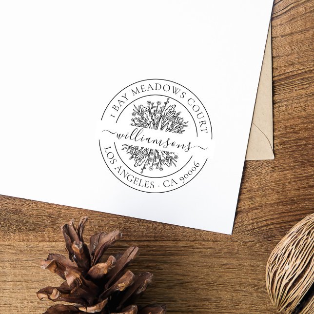 Rustic Wildflowers Elegant Custom Return Address Self-inking Stamp (Creator Uploaded)