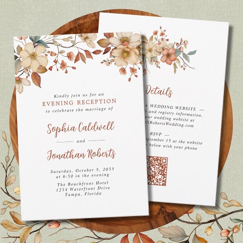 Rustic Wildflowers Evening Reception Wedding Invitation