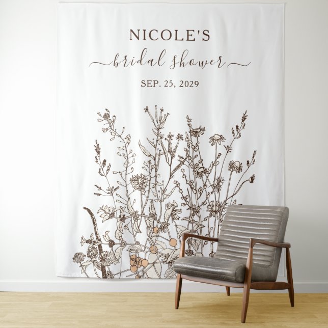Rustic Wildflowers Fall Bridal Shower Backdrop (In Situ)