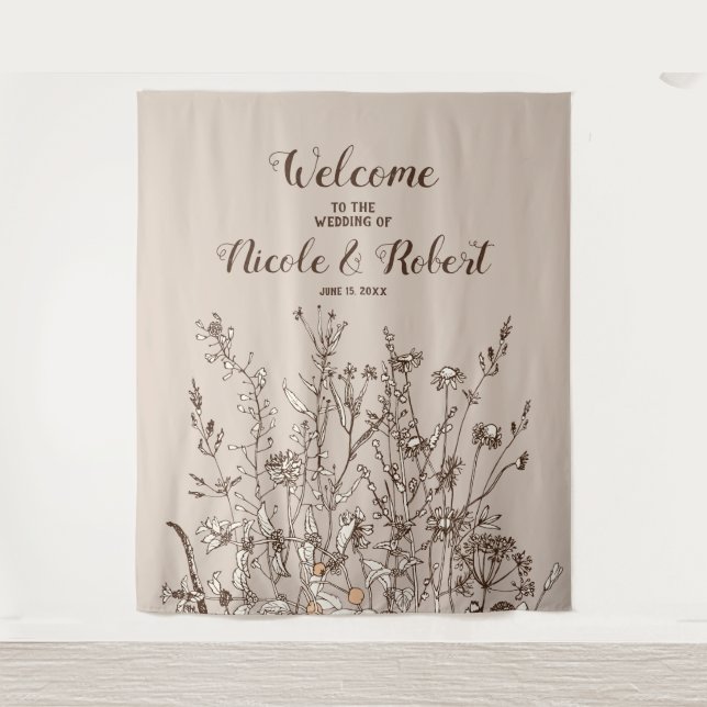 Rustic Wildflowers Fall Floral Wedding Backdrop (Front)