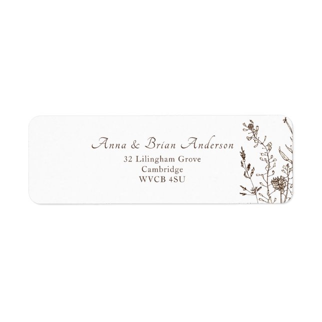 Rustic Wildflowers Fall Floral Wedding Label (Front)
