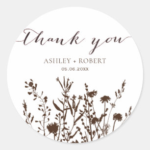 Rustic Wildflowers Fall Meadow Wedding Favor Classic Round Sticker