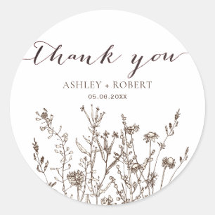 Rustic Wildflowers Fall Meadow Wedding Favor Classic Round Sticker