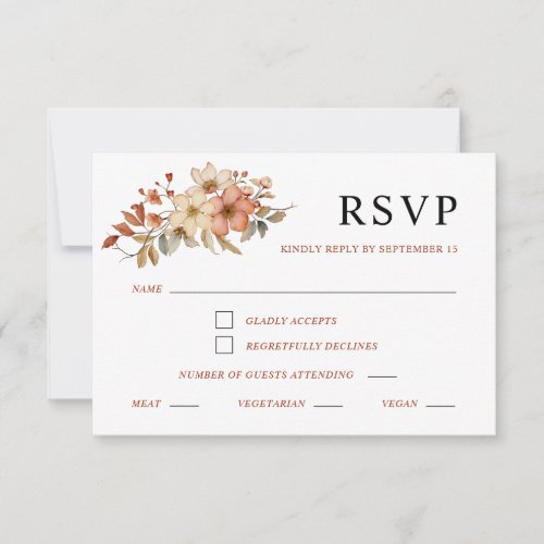 Rustic Wildflowers Fall Wedding RSVP Card