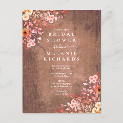 Rustic Wildflowers Floral Bridal Shower Invitation