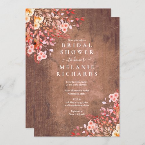 Rustic Wildflowers Floral Bridal Shower Invitation