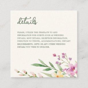Rustic Wildflowers Floral Wedding Enclosure Card