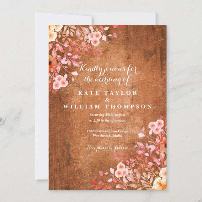 Rustic Wildflowers Floral Wedding Invitation (Front)