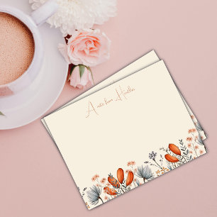 Rustic Wildflowers in Burnt Orange And Dusty Grey Notepad
