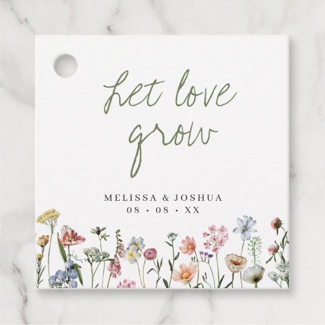 Rustic Wildflowers Let Love Grow Wedding Seeds  Favor Tags (Front)
