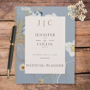 Rustic Wildflowers Monogram Dusty Blue Planner