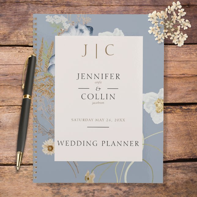 Rustic Wildflowers Monogram Dusty Blue Planner (Creator Uploaded)