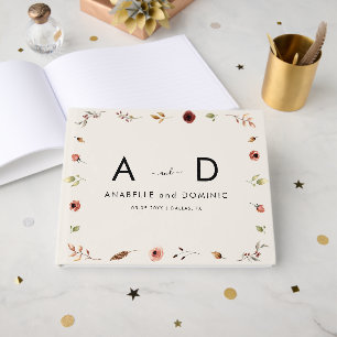 Rustic Wildflowers Monogram Elegant Fall Wedding Guest Book