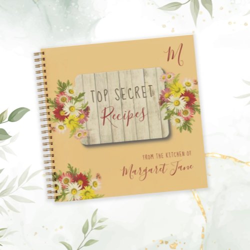 Rustic wildflowers monogram name recipes journal