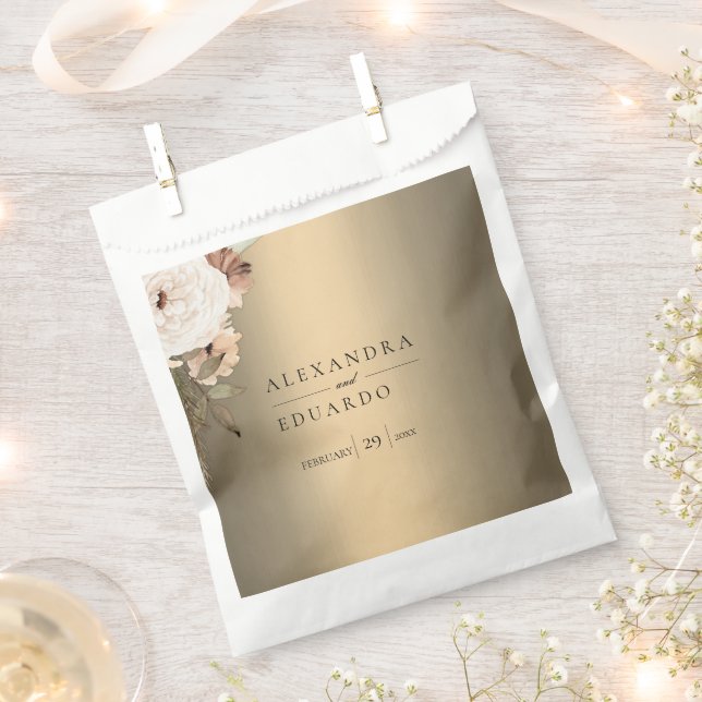 Rustic Wildflowers on Elegant Gold  Favor Bag (Clipped)