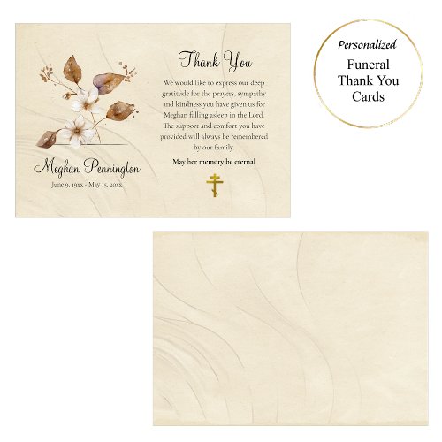 Rustic Wildflowers Orthodox Christian Funeral Than Thank You Card