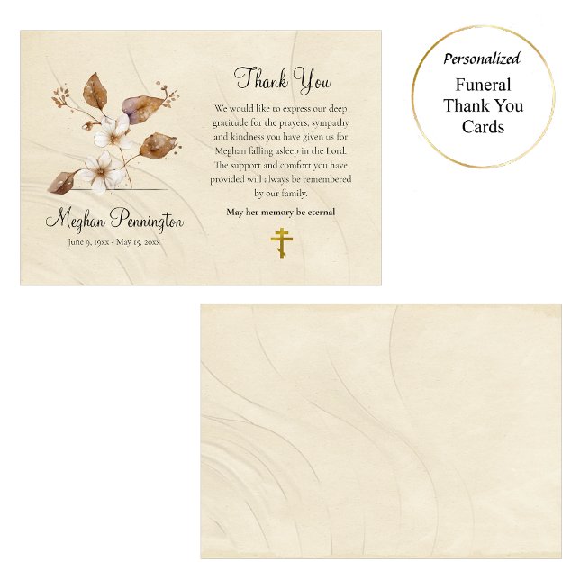 Rustic Wildflowers Orthodox Christian Funeral Than Thank You Card (Creator Uploaded)