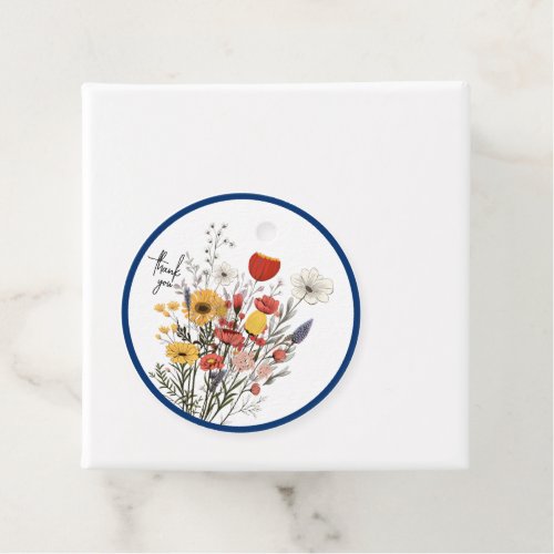 Rustic Wildflowers  Red Poppy  Sunflower  Blue Favor Tags